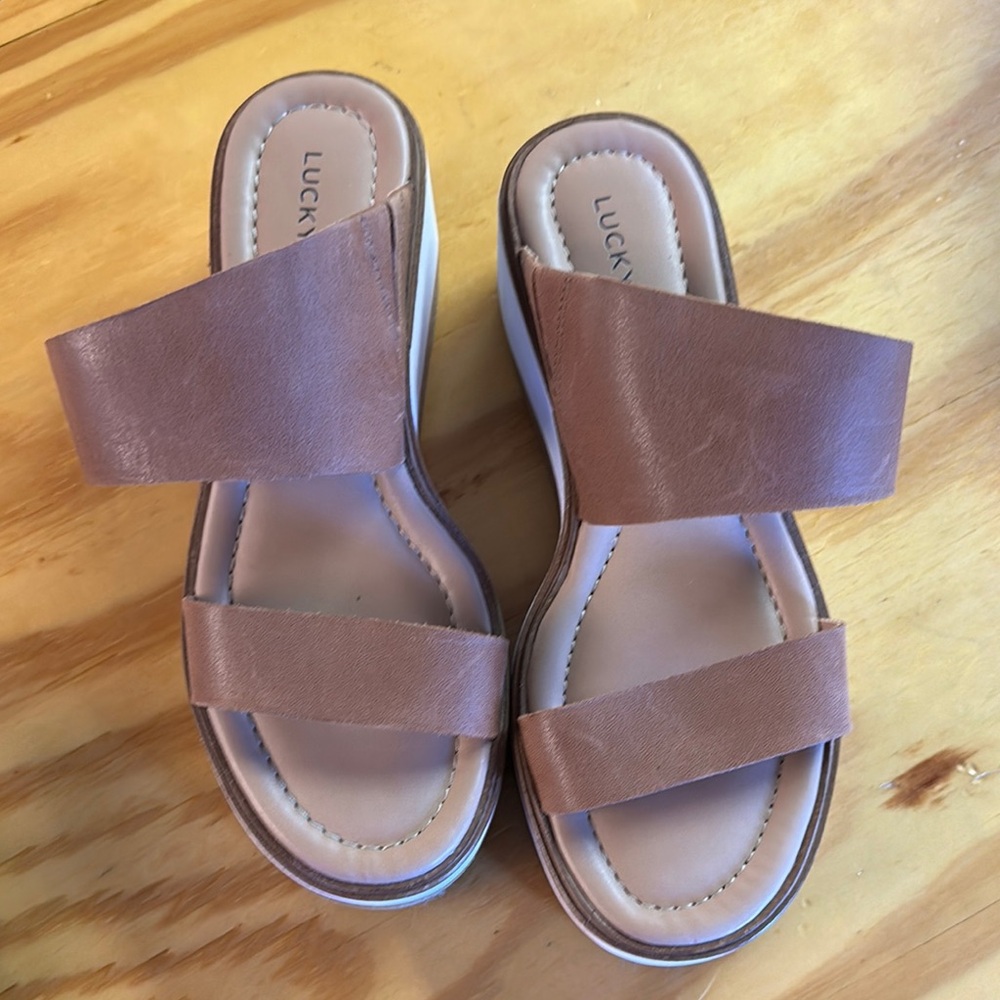 Lucky Brand Women's Brown Slide Sandals 7 1/2 M